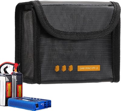Batterij Veiligheidstas - Lithium Beschermer - Batterijen Opslaan - Brandwerend Ontwerp - 16 x 9 x 6 cm - Zwart