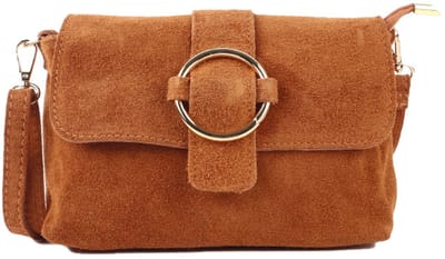 Giuliano lederen suede schoudertas Cosima - Dames - Cognac