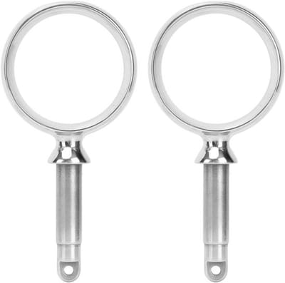 Set van 2 ronde Rowlock roeiriembeugels met 2 inch binnenmaat en spiegelglansafwerking, geschikt voor standaardmaat peddels voor eenvoudig en stevig bevestigen