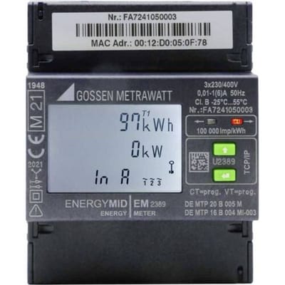 Gossen Metrawatt U2389-V047 U2389-V047 kWh-meter 3-fasen met S0-interface Digitaal 5 A Conform MID: Ja 1 stuk(s)