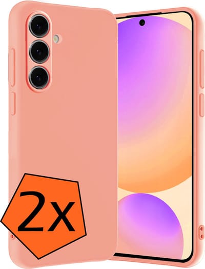 Hoes - 2 Stuks - Geschikt voor Samsung Galaxy S24 FE - Sterk & Shockproof - Case Siliconen - Back Cover - Telefoon Hoes - Perzik