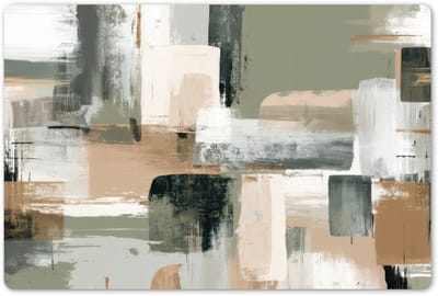 Placemats 45x30 cm - Placemat kunststof - 1 stuk - Penseelstreken - Abstract - Aardetinten - Borden onderleggers - Decoratie voor op tafel - Keuken tafeldecoratie accessoires - Vinyl onderlegger - Tafelversiering