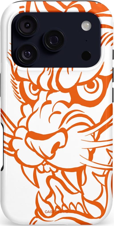 Casetastic hoesje geschikt voor Apple iPhone 17 Pro - MagSafe - Dubbellaagse bescherming - Wilde lijnen - Fashion Case - Wit Oranje Zand
