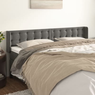 vidaXL - Hoofdbord - met - randen - 163x16x78/88 - cm - fluweel - donkergrijs