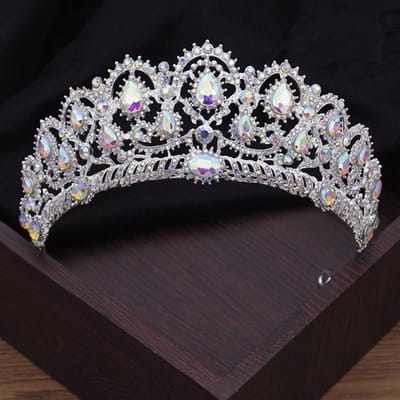 Barokke Ab Kristallen Bruiloft Kroon Bruids Tiara's Hoofdbanden Voor Koningin Bruid Diadeem Hoofdtooi Prom Haar Sieraden Ornamenten gray