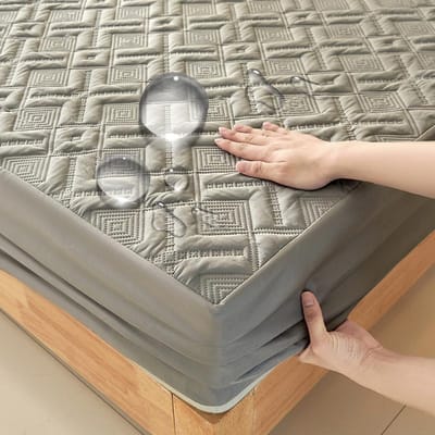 Waterdicht Hoeslaken Gewatteerde Plaid Matrasbeschermer voor Winter Elastisch Hoeslaken Beschermer Full Queen King 160/140*200cm 90x200x30cm gray