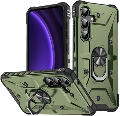 Coverup Hoesje - Geschikt voor Samsung Galaxy A26 Hoesje - Coverup Heavy Duty Ring Kickstand Back Cover - Army Green