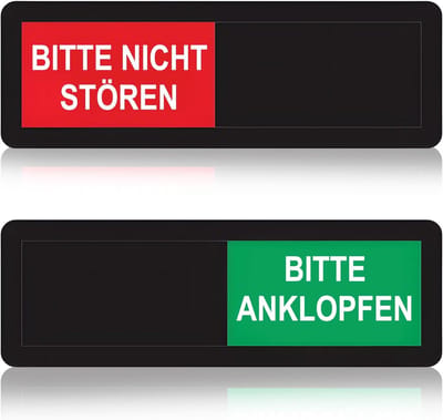 Deurbordje Niet Storen - Kantoor Bordje - Privacy Aangeven - Schuifindicator - 15 x 6 cm - Zwart
