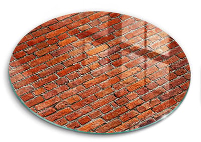 Wallfluent Glazen Snijplanken - Bakstenen muur Snijplanken Glas - f30 cm - Rood Snijplanken van Glas - Snijplank van Glas - Snijplank van Glas met Print - Antislip Keuken Snijplank Glas