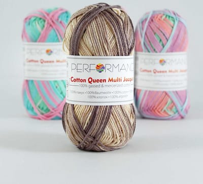 5 bollen haakgaren katoen bruin beige (10455) - Cotton Queen multi jacquard garen