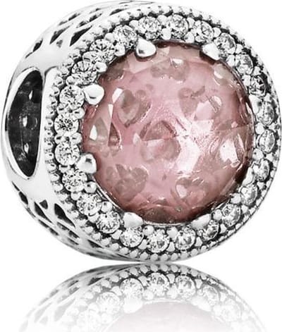 Fler® | Bedel | Past op populaire bedel armbanden (standaard-3mm) | armbandbedel | Sprankelende Roze Bedel | Hangbedel Charm | 925 sterling zilver | Roze & Transparante zirkonia | Armband Kraal | Moederdag geschenk, Verjaardagscadeau | Valentijn kado