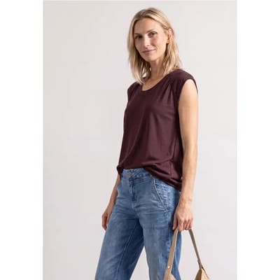 Shirt met afhangende schouders en elastische zoom