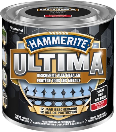 Hammerite Ultima - Zwart - 250 ml - Hoogglans - 7,5 m²/l - Afwerkingslaag