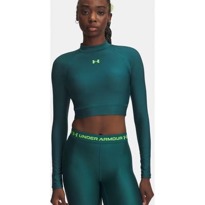 Under Armour HeatGear Crop Mock Longsleeve Dames-groen, groen
