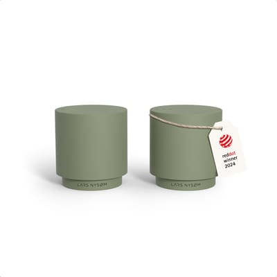 LARS NYSØM Svæve Set Roestvrijstalen Peper- en Zoutstel - Modern Minimalistisch Ontwerp - Eenvoudig Navullen (Sage Green)
