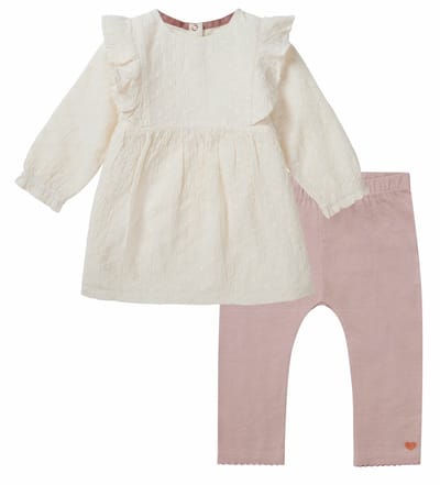 Noppies Kledingset - Meisjes - 2delig - Jurk Venus Butter Cream - legging Vicenza Fawn - Maat 74