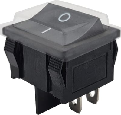 ProRide Wipschakelaar ON-OFF KCD5-202 - met Beschermkapje - 2 Polig - 250V/6A - Zwart zonder controlelampje