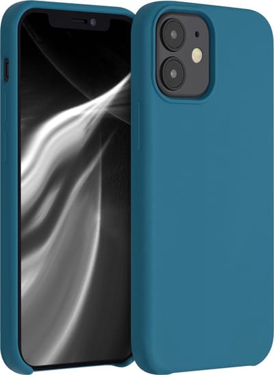 kwmobile telefoonhoesje geschikt voor Apple iPhone 12 mini - Hoesje met siliconen coating - Smartphone case in mat petrol