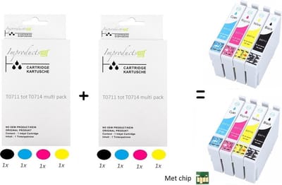 Improducts® Inkt cartridges - Alternatief Epson T0711 T0712 T0713 T0714 T0715 2x set