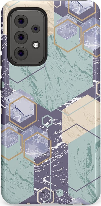 Casetastic hoesje geschikt voor Samsung Galaxy A52 (2021) 5G / Samsung Galaxy A52 (2021) 4G - Dubbellaagse bescherming - Veerkracht - Fashion Case - Zilver Crème