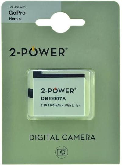 2-Power DBI9997A oplaadbare batterij/accu Lithium-Ion voor Gopro Hero 4