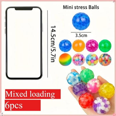 6 STKS Mini Squishy Stressballen Set Regenboog Knijpbal EDC Speelgoed Sensorisch Fidget Speelgoed Duurzaam Niet-Giftig Knijpballen Verlichting Stress blue
