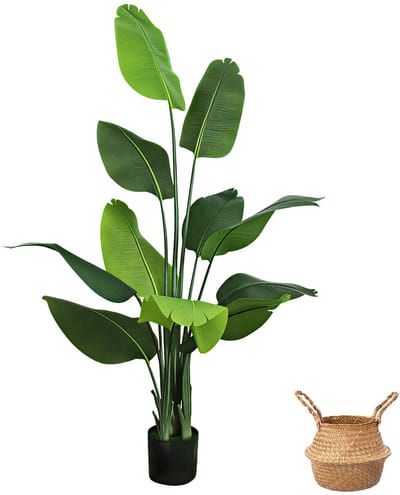 paradijsvogel, plant 180 cm, kunstmatige tropische palm met 11 bladeren, kunstplanten in pot voor binnen en buiten, huis, woonkamer, kantoor, tuin, moderne decoratie, cadeau