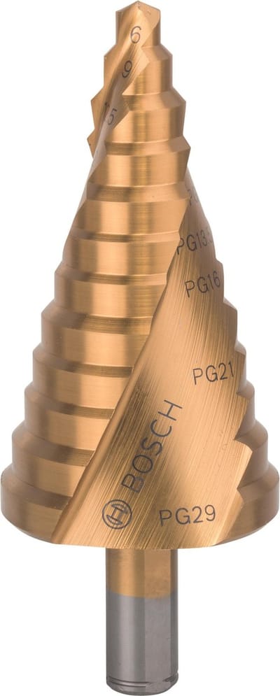 Bosch Accessories 2608587435 2608587435 HSS Getrapte boor Gezamenlijke lengte 93 mm TiN 3 vlakken schacht 1 stuk(s)
