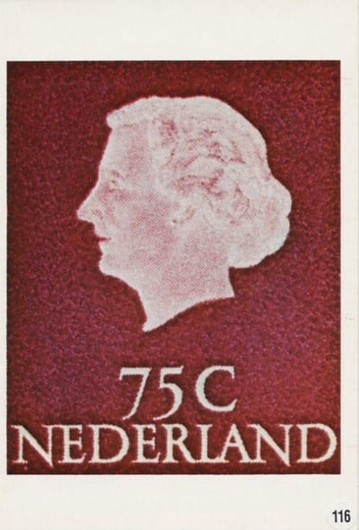 Briefkaart met afbeelding koningin Juliana postzegel