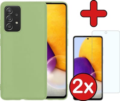 Hoesje - Met 2x Screenprotector - Geschikt voor Samsung Galaxy A72 - Sterk & Shockproof - Telefoon Hoes - Back Cover - Siliconen Case - Telefoonhoes - Groen