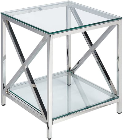 AUDET - Bijzettafel - Zilver - Veiligheidsglas