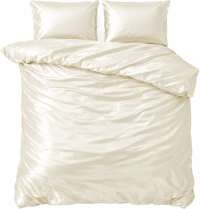 Decoware Dekbedovertrek Glans Satijn 240x220 cm - Off White - Met Kussenslopen - Lits-jumeaux - Hotelervaring