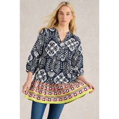 White Stuff Marta Tunic Navy Multi Maat: 10 | Blousejurken Outlet | Dames | Blauw