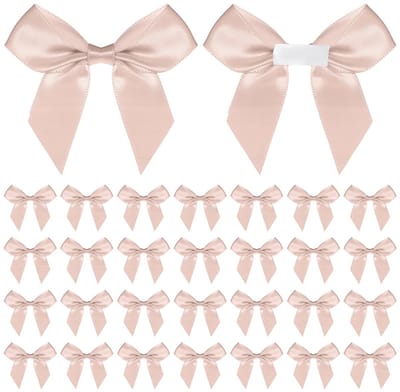 Zelfklevende Satijnen Mini-strikken - Voorgemaakt met Dubbelzijdig Plakband - Voor Cadeaus, Knutselen & Bakkerij - Roségoud - 30 Stuks - 5 cm