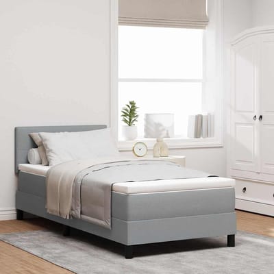 vidaXL - Boxspring - bed - met - kussen - Lichtgrijs - 100 - x - 200 - cm - Stof