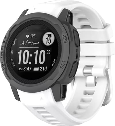 Strap-it Siliconen smartwatch bandje met gespsluiting - geschikt voor de kleinere Garmin Instinct 2s (wit)