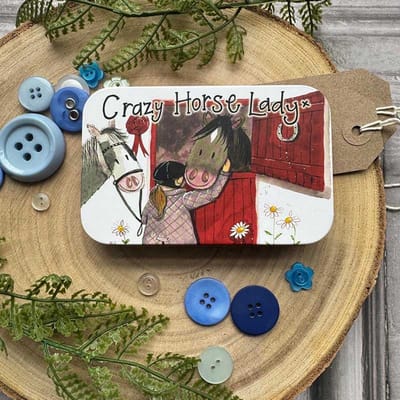 Alex Clark Rectangle Tin Crazy Horse Lady ~ Langwerpig opbergblikje paarden