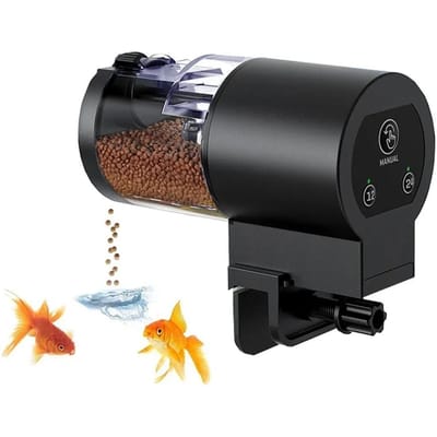 Automatische Visvoederbak 100ML Inhoud Werkt op Batterijen Programmeerbare Timer voor Aquarium Vis Aquarium Eenvoudig te Installeren Gebruik tijdens Vakantie zwart