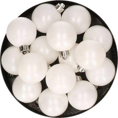 Decoris kleine kerstballen - 32x st - wit - 4 cm - kunststof - kerstversiering