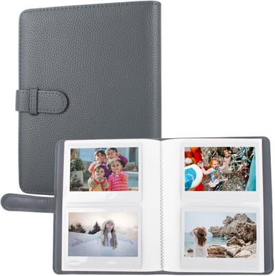 Pocket Photo Album voor Instax Wide EVO/Link WIDE/Wide 400 Camera Film, Litchi Textuur PU Leer, 80 Foto's, 4.25 x 3.4 Inch, Perfect voor Herinneringen en Souvenirs