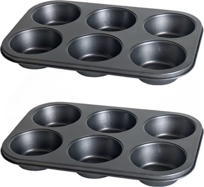 Gerimport Bakvorm - 2x stuks - muffens en cupcakes - 31 x 21 cm - bakblik