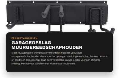 Dailygoods - Garageopslag - Muurgereedschaphouder - Verstelbare Garage-apparaathouder - Fietsmuurbeugel - Gereedschapsorganisator - Ruimtebesparend -...