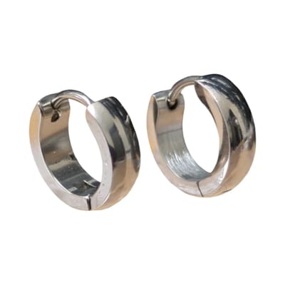 Aramat Jewels | Oorringen | Stalen Huggie Oorringen 14mm RVS Unisex | Glad-14x4mm | |7mm | Staal | Kinderen, Volwassenen | Verkleurd niet