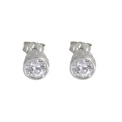 Behave – Oorbellen – 925 Sterling Zilver – Zirconia Oorknopje 7 mm - Rond