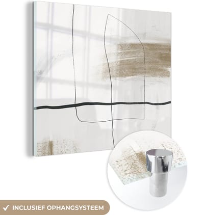 MuchoWow® Glasschilderij 50x50 cm - Schilderij acrylglas - Kunst - Minimalisme - Abstract - Foto op glas - Schilderijen