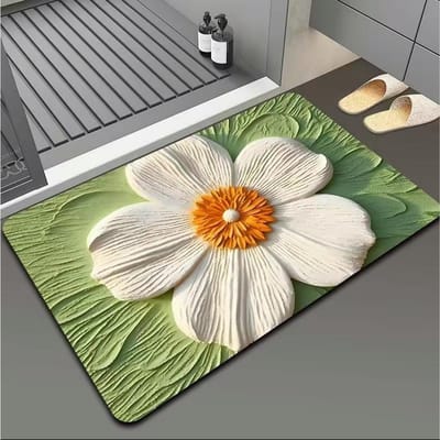 Zomerse Frisse en Lichte Badkamervloermat, Badkamer Antislip Absorberend Tapijt in Olieverfstijl, Huisdecoratie 50X80CM(1.6X2.6FT