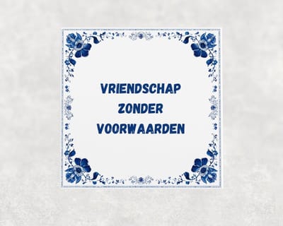 Spreuk tegel 15x15 cm Vriendschap zonder voorwaarden