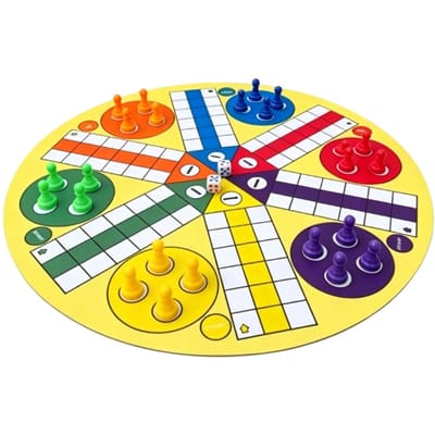 Ludo Bordspel 6 Spelers Interactief Plezier Grote Maat Draagbaar Vliegend Schaakspel voor Feest Hoogte 23mm Diameter 16mm yellow