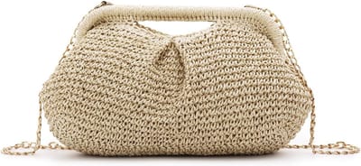 Clutch dames - gevlochten strotas van papier - met crossbody-riem - perfect voor zomeravond-feest - ShopVlot