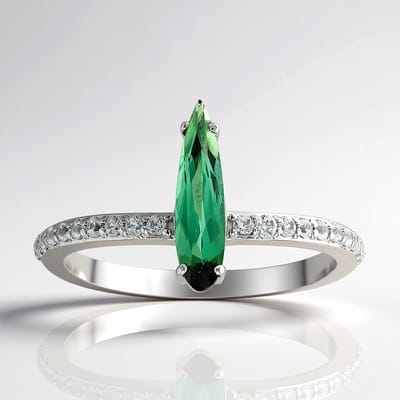 Cavill - Damesring 925 Sterling Zilver Platina Geplateerd - Peervormige Indigoliet 0,538 ct & 0,301 ct Zirkonia - Elegante Blauwring